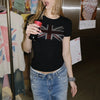 Y2K Geometric Print Rhinestone T-Shirt