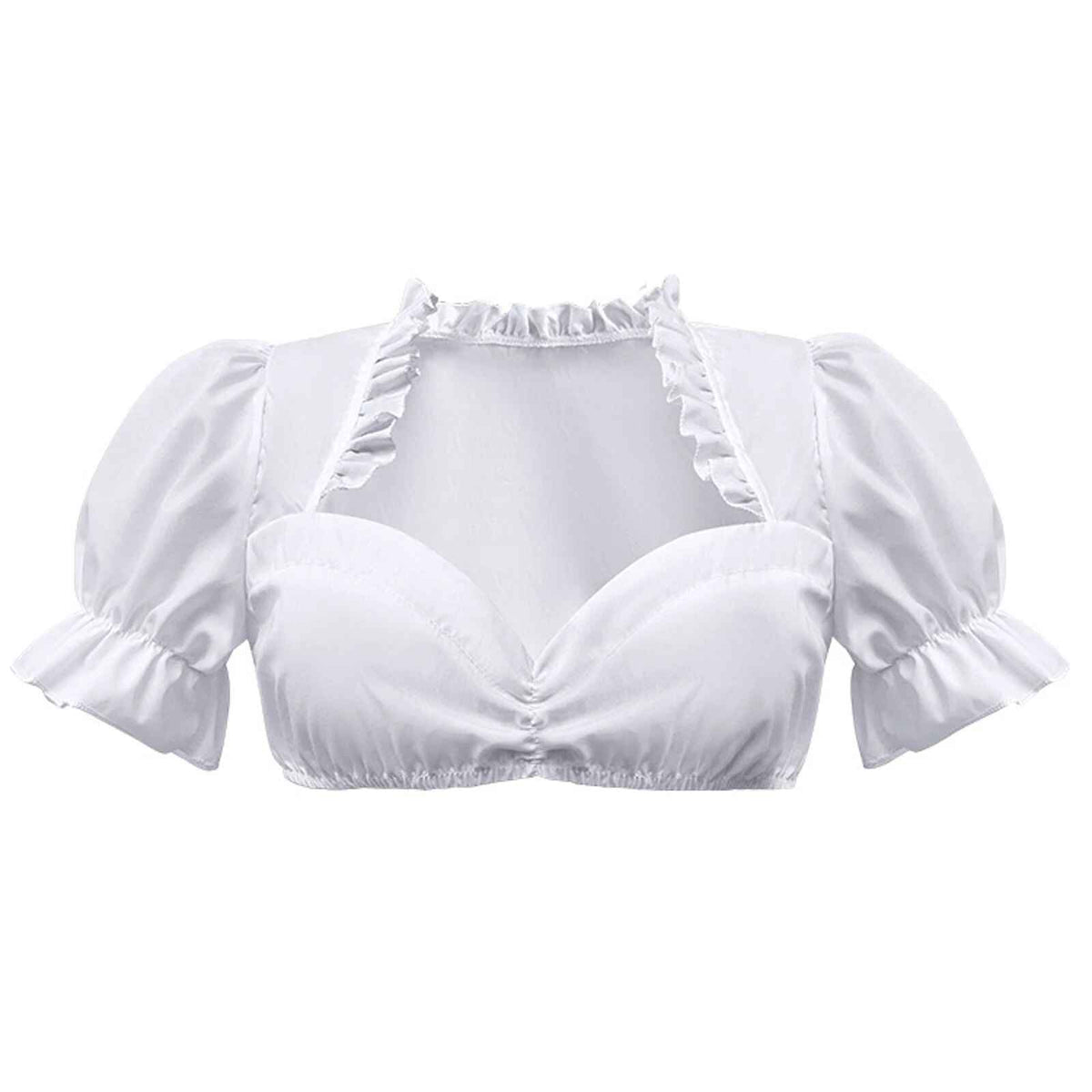 Women Traditional Dirndl White Bavarian Oktoberfest Crop Top
